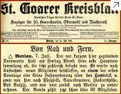 Ausschnitt aus dem St. Goarer Kreisblatt vom 07. Juli 1912